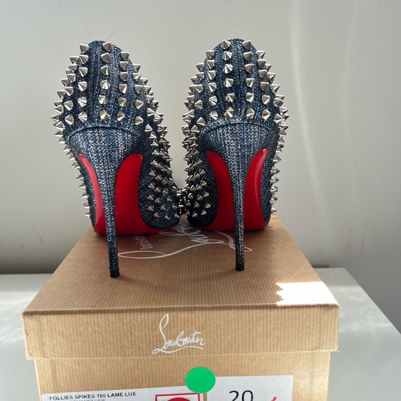 Christian Louboutin FOLLIES SPIKES 100 LAME LUX - Picture 4 of 16